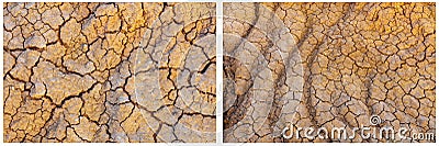Cracked dry soil erosion hot arid dirt climate change desert drought natural disaster Stock Photo