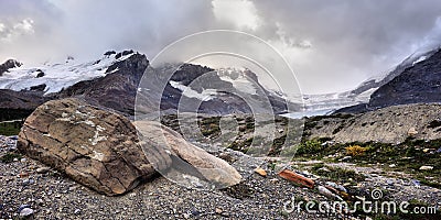 Eroded Landscape Columbia Icefield Stock Photo