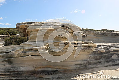 Eroded Rocks on Coastal Sandstone Cliffs Royal National Park Sydney Stock Photo