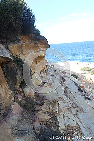 Eroded Rocks on Coastal Sandstone Cliffs Royal National Park Sydney Stock Photo