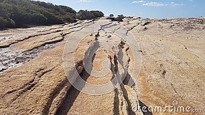 Eroded Rocks on Coastal Sandstone Cliffs Royal National Park Sydney Stock Photo