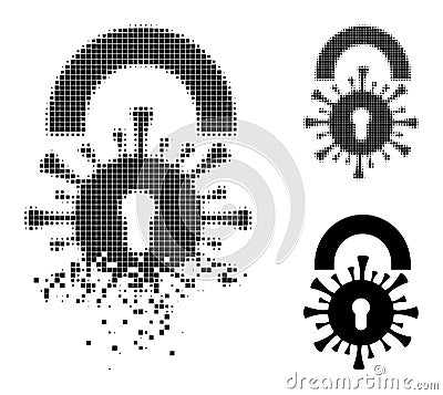 Erosion and Halftone Dot Viral Lockdown Glyph Vector Illustration