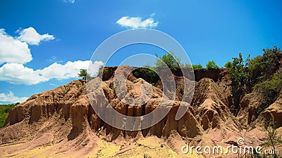 Erosion sand ravine near Kei Afer local market in Ethiopia Stock Photo