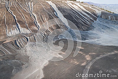 Erosion of waste piles at old asbestos mine in Amiantos, Cyprus Stock Photo