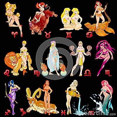 Erotic horoscope Vector Illustration