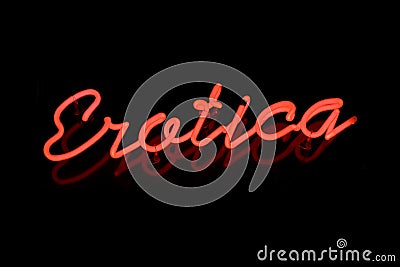 Erotica neon sign Stock Photo