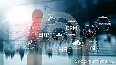 ERP, Business innovation concept on blurred background Stock Photo