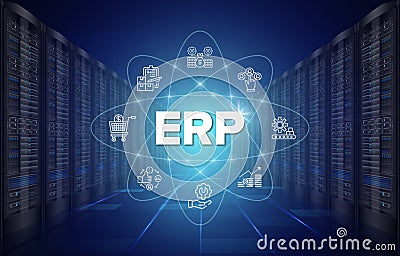 Enterprise Resource Planning (ERP) Cloud Server System Software Automation - solution application construction Stock Photo