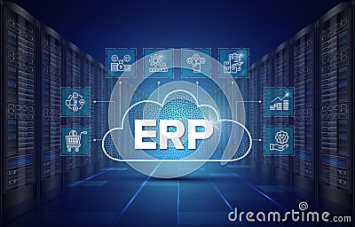 Enterprise Resource Planning (ERP) Cloud Server System Software Automation - solution application construction Stock Photo