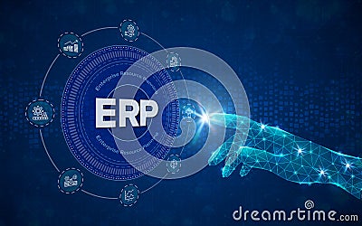 Enterprise Resource Planning (ERP) Cloud System Software Automation - solution application construction concept on Stock Photo