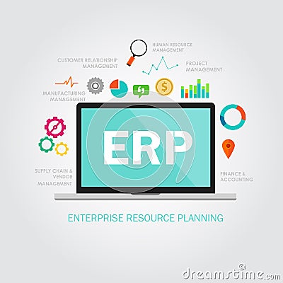 Erp enterprise reource planning Vector Illustration