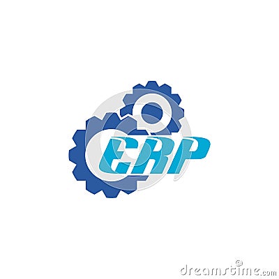 ERP icon, enterprise resource planning icon with gears isolated on white background Vector Illustration