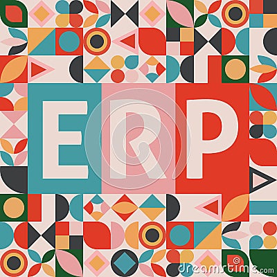 ERP system, Enterprise resource planning.Business automation and innovation. Vector Illustration