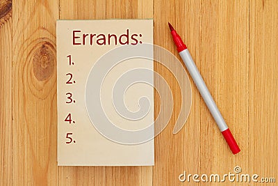 Errands list on retro old paper notepad with marker Stock Photo