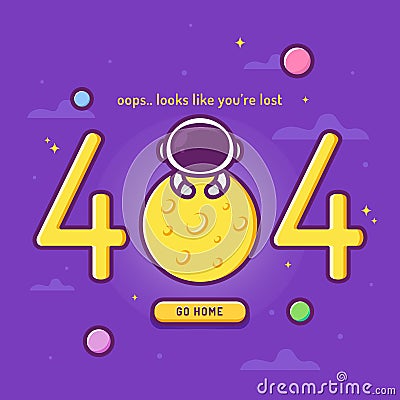 404 error with cute astronaut lost in space Vector Illustration