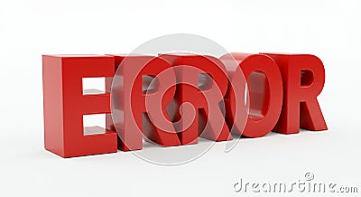 ERROR! 3D Red Block Text Image: Problem, Failure, and Technical Issues Visualized in High Quality Render Stock Photo