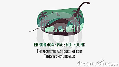404 Error with dinosaur. Page not found. UI UX template for website. Vector illustration. Cartoon Illustration