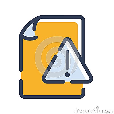Error document file paper page warning exclamation single isolated icon with dash or dashed line style Stock Photo
