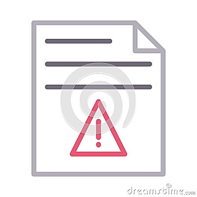 Error file thin color line vector icon Vector Illustration