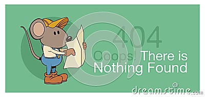 Error 404 with funny mouses banner Vector Illustration