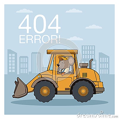 Error 404 with funny mouses cartoon Vector Illustration