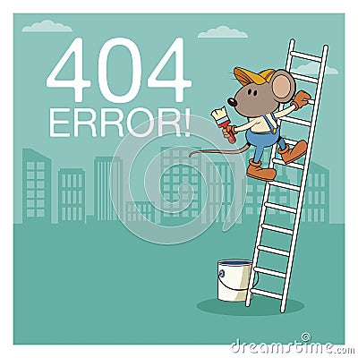 Error 404 with funny mouses cartoon Vector Illustration