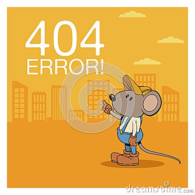 Error 404 with funny mouses cartoon Vector Illustration