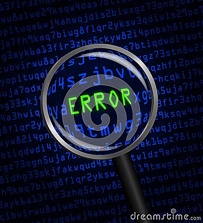 ERROR in green revealed in blue computer machine code Stock Photo