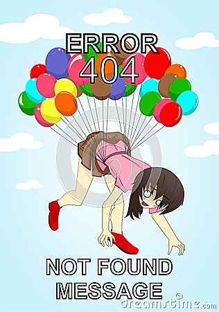 Error 404 illustration girk Vector Illustration