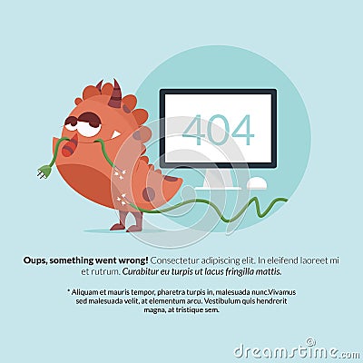 404 Error Monster Page Design Stock Photo