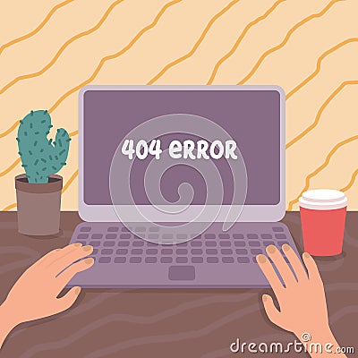 404 error not page found on computer vector illustration. Cartoon Illustration