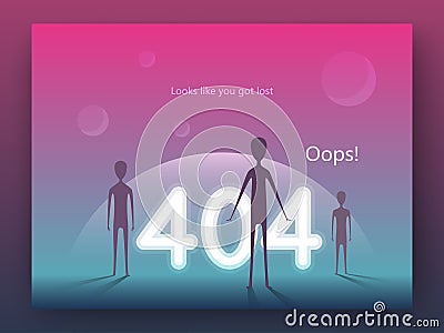 Error 404 page concept. Arrival of aliens on Earth in a modern flat style. Template for web page. EPS 10 Vector Illustration