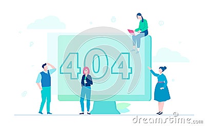 Error 404 page - flat design style colorful illustration Vector Illustration