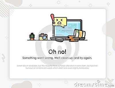 Error page. Page not found. Something went wrong. Template design for error message Vector Illustration