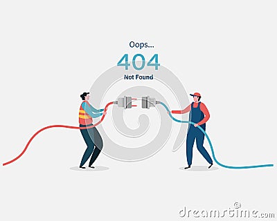 404 error page not found System updates, uploading, operation, computing,installation programs. system maintenance. Flat vector Vector Illustration