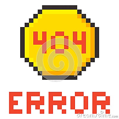 Error page 404 pixel retro game style Vector Illustration