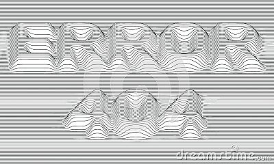 Error 404. Vector striped background. Abstract grayscale waves. Sound wave oscillation. Funky curled lines. Vector Illustration