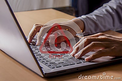 Error warning 404 Page not found Warning Network problems Stock Photo