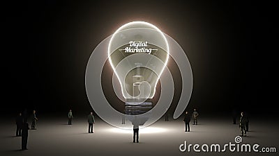 Errore 'vendita di Digital' nella lampadina e negli uomini d'affari circondati, ingegneri, versione di concetto di idea (alfa inc royalty illustrazione gratis Errore 'vendita di Digital' nella lampadina e negli uomini d'affari circondati, ingegneri, versione di concetto di idea (alfa inc royalty illustrazione gratis