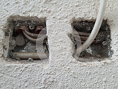 errors and omissions of electrical installations on the placement of the switch Stock Photo