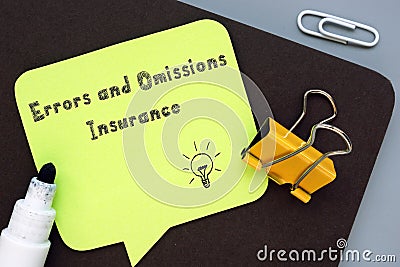 Errors and Omissions Insurance E&O sign on the piece of paper Stock Photo