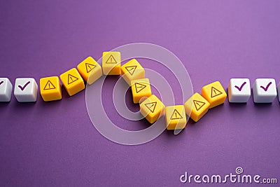Errors in the program code. A series of malfunction warnings. Stock Photo