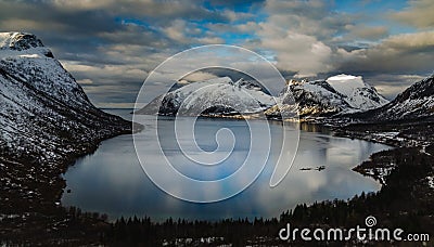 Ersfjord view Norway, Senja Stock Photo