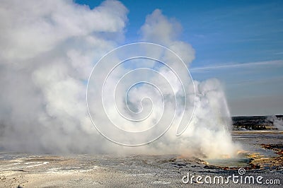 Erupting Clepsydra Geyser Stock Photo