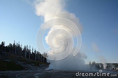 erupting geysers in Yellowstone National Park Stock Photo
