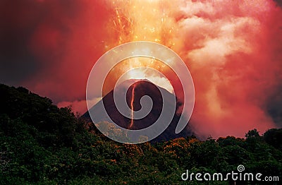 Erupting volcano Stock Photo