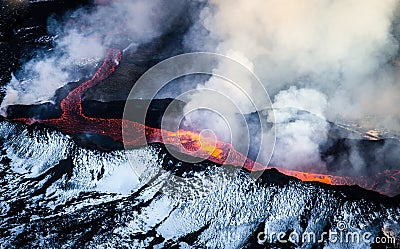 Erupting volcano in Iceland Stock Photo