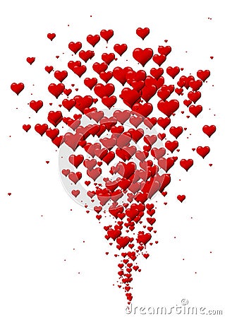 Eruption of hearts, heart icons for a Valentine's Day Stock Photo