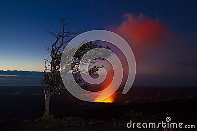 Eruption at night Stock Photo