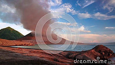 Eruption of Tavurvur volcano, Rabaul, New Britain island, Papua New Guinea Stock Photo